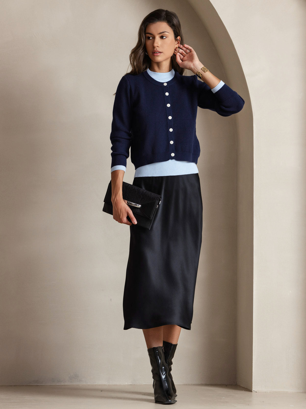 Pure Silk Spaghetti Strap Midi Dress