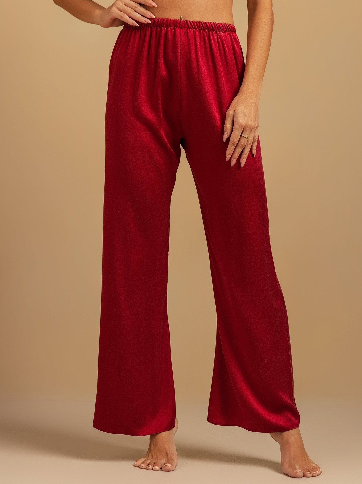 19Momme Washable Silk Wide Leg Women's Sleep Pants with Elastic Waist