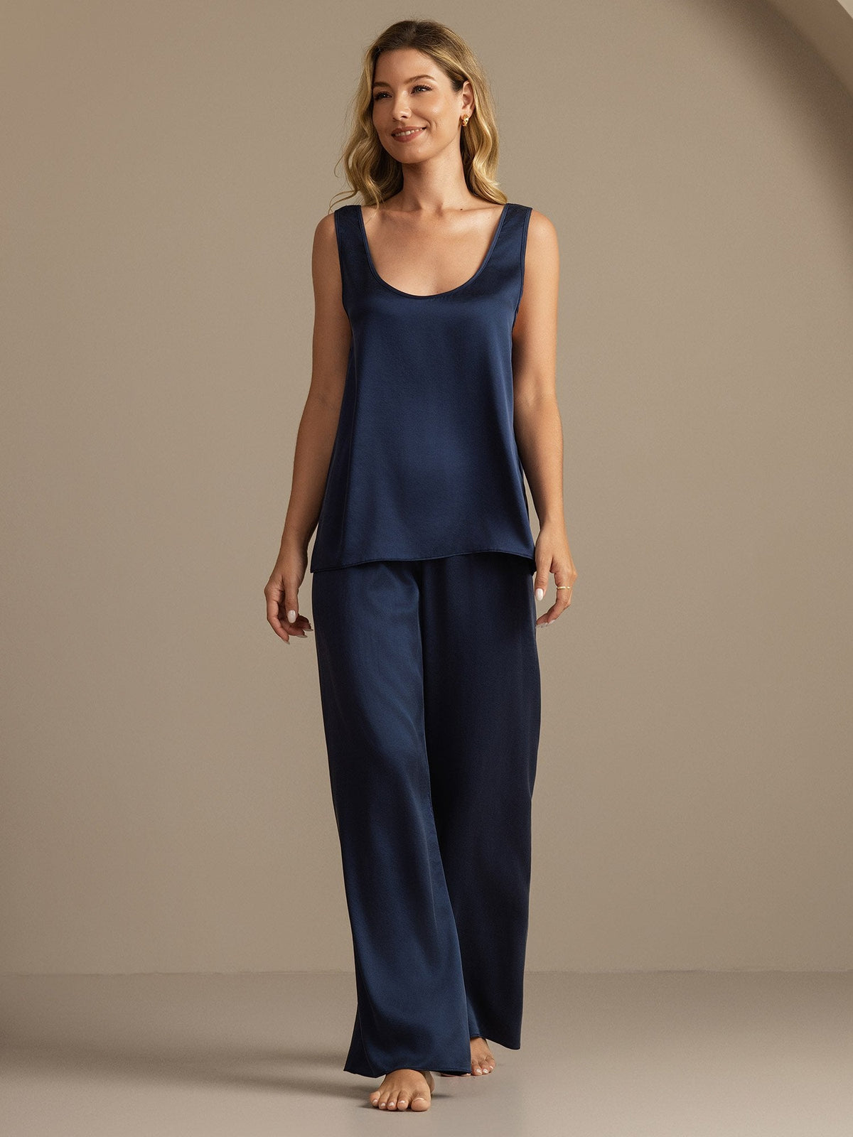 19Momme Washable Silk Tank Top & Wide Leg Pants Set