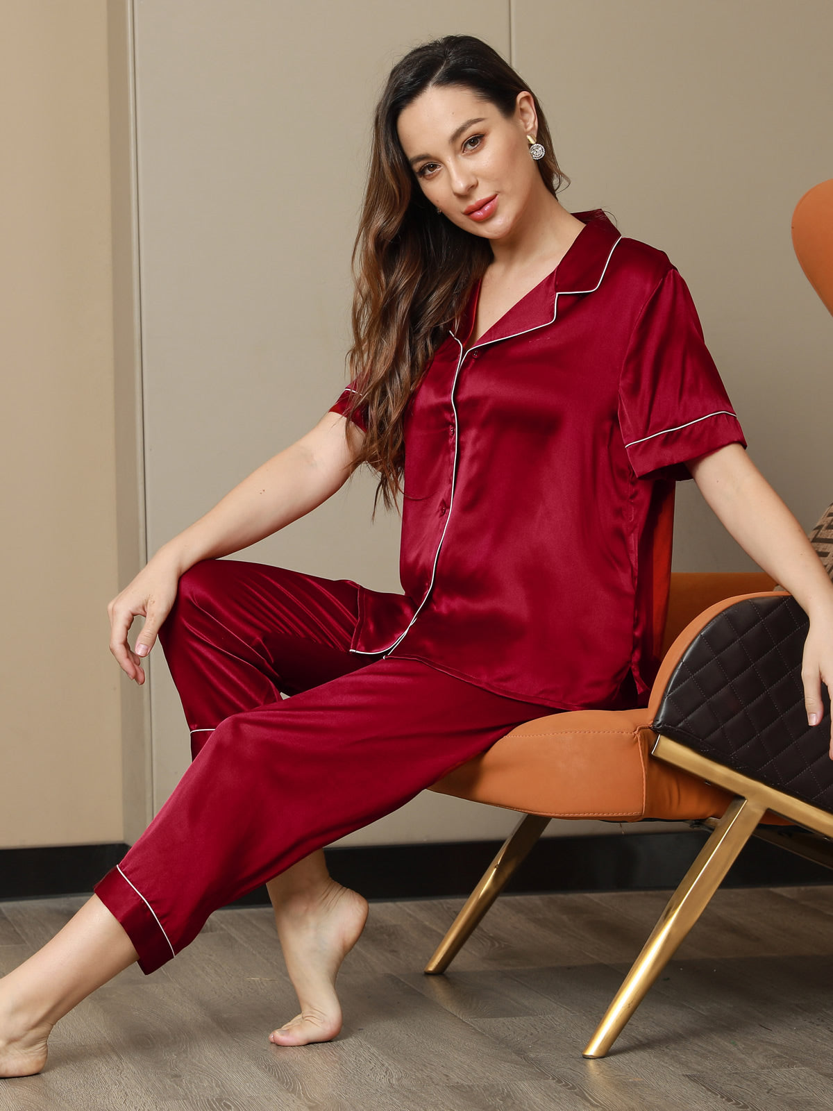 Women's Pure Silk Short Sleeve Pyjamas Set