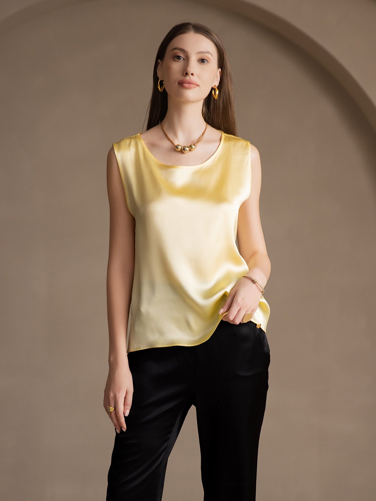 19Momme Silk Sleeveless Round Neck Women's Tank Top