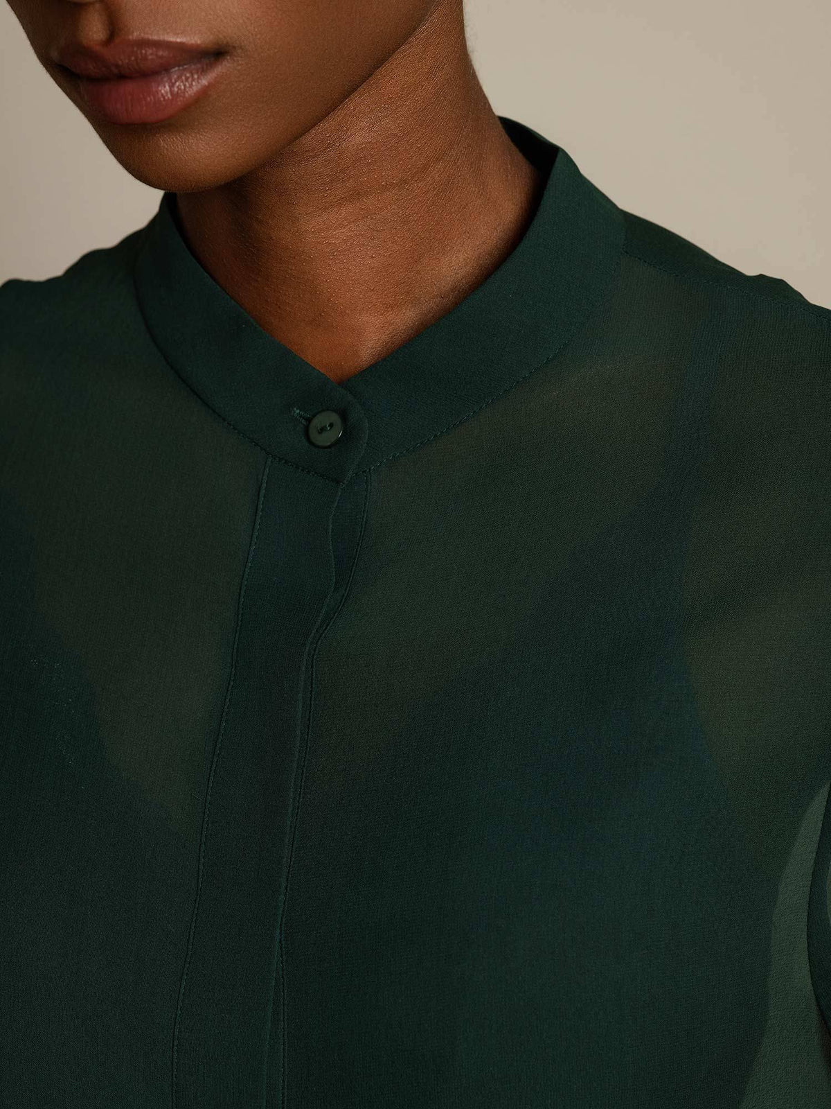 Pure Silk Long Sleeve Split Sheer Blouse