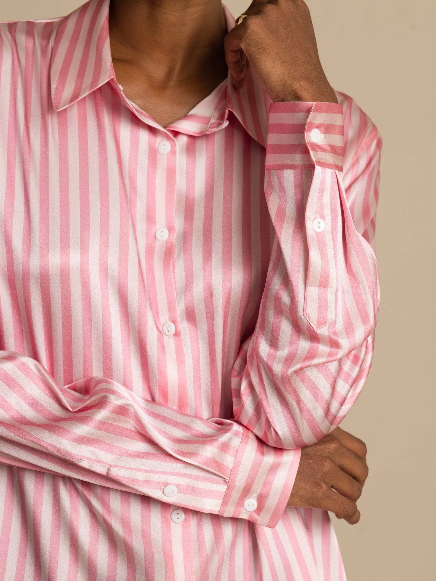 19Momme Silk Long Sleeve Lapel Collar Women's Shirt with Button Up Design