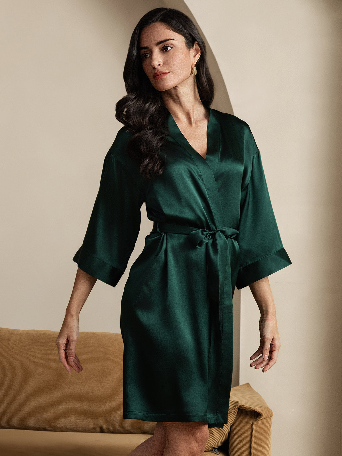 Pure Silk Women's Kimono Wrap Dressing Gown