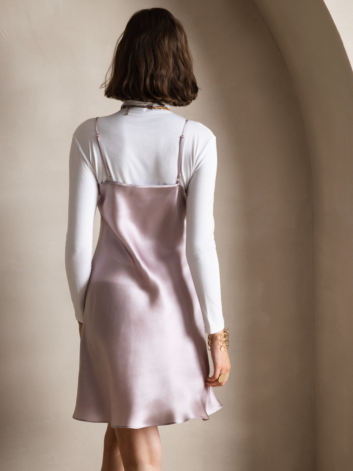 Pure Silk Spaghetti Strap Short Dress