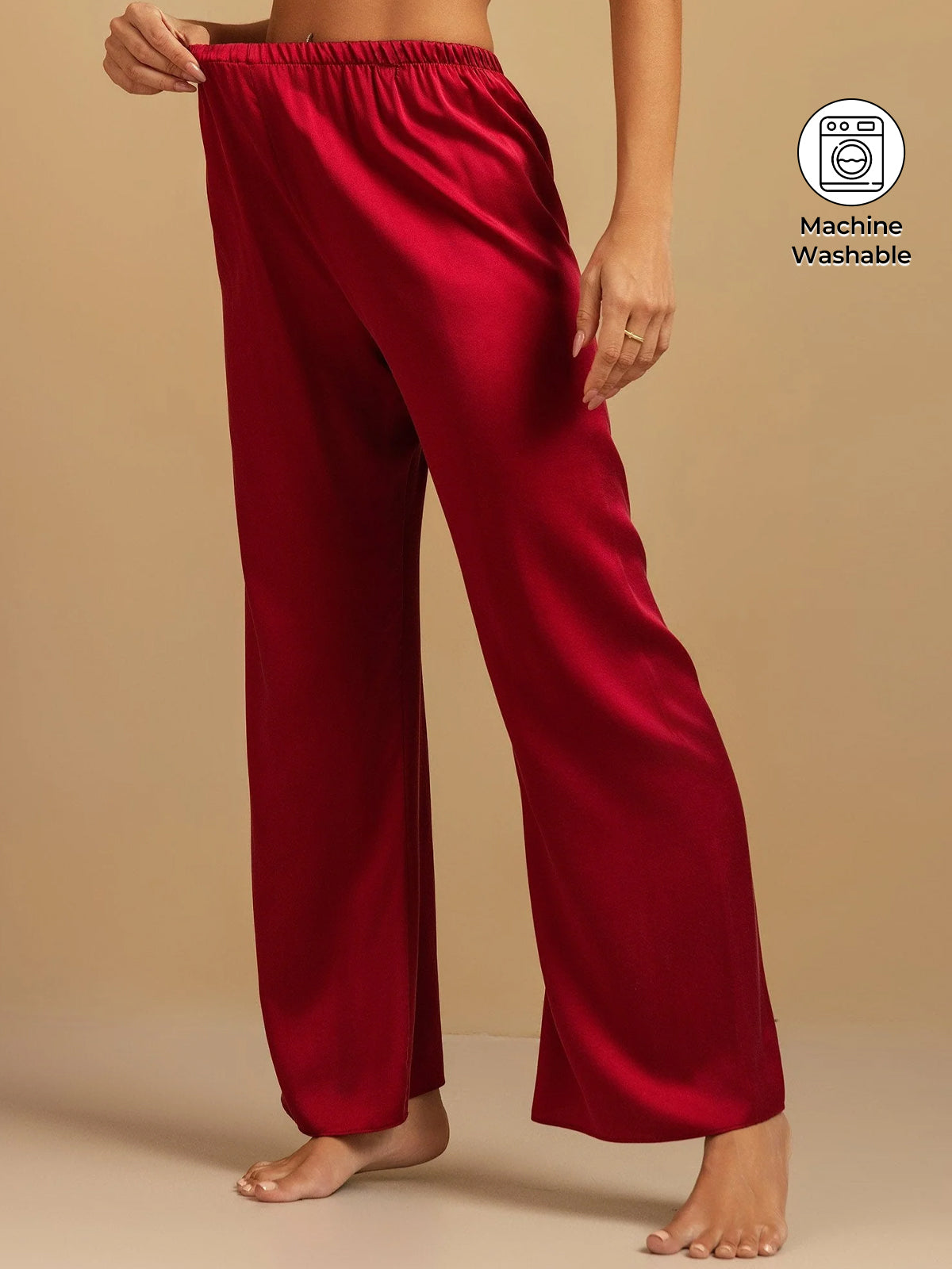 19Momme Washable Silk Wide Leg Women's Sleep Pants with Elastic Waist