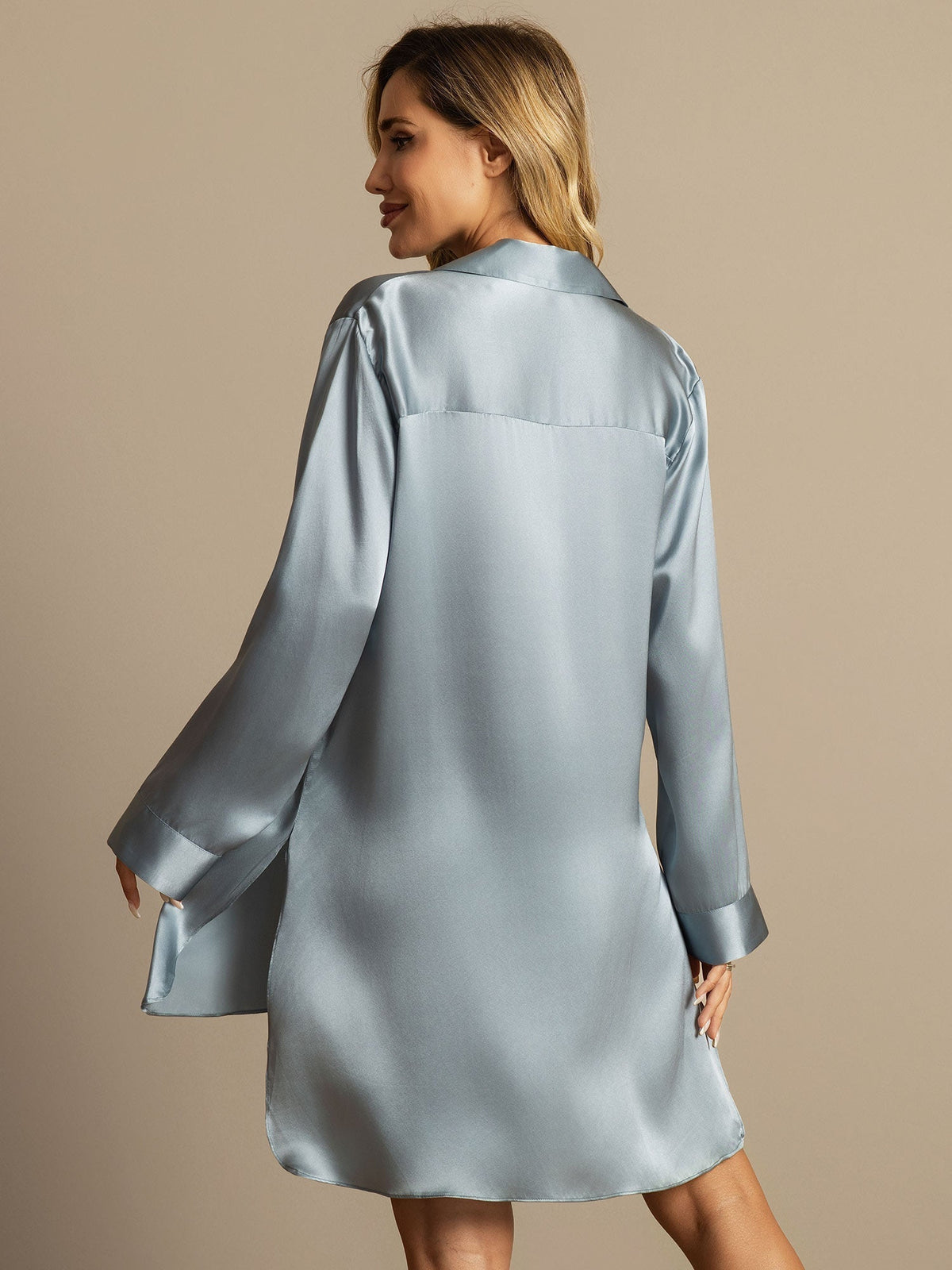 Pure Silk Nightshirt with High-Low Hem