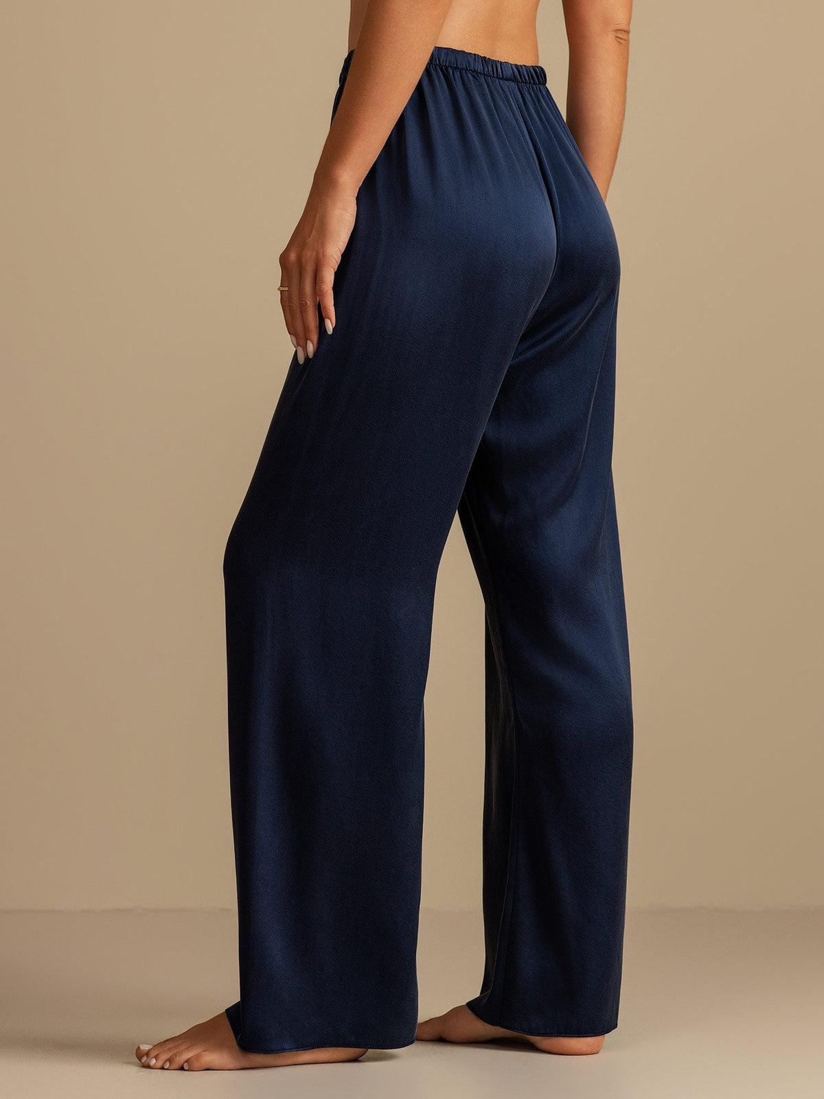 19Momme Washable Silk Wide Leg Women's Sleep Pants with Elastic Waist