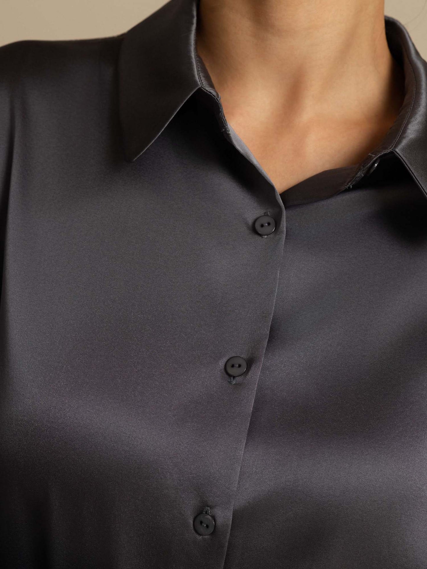 19Momme Silk Long Sleeve Lapel Collar Women's Shirt with Button Up Design