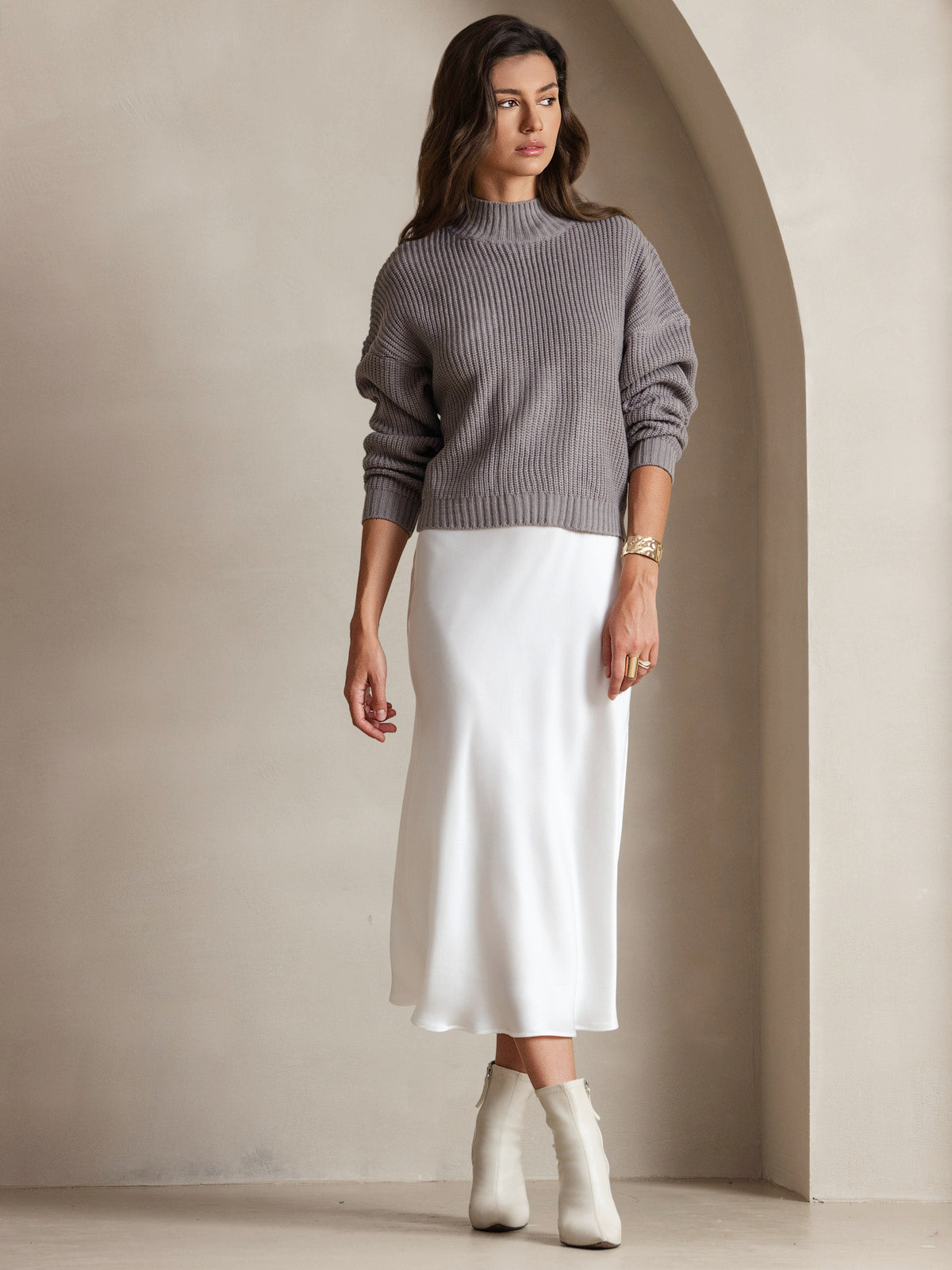 Pure Silk Spaghetti Strap Midi Dress