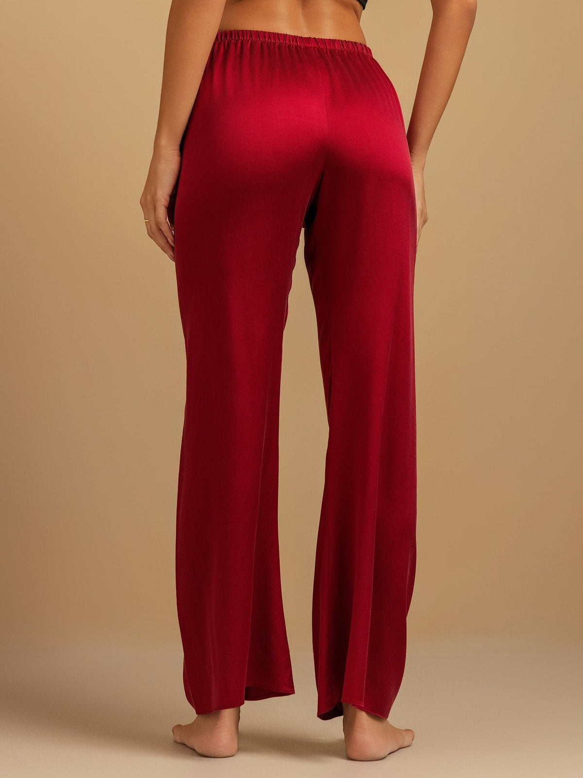 19Momme Washable Silk Wide Leg Women's Sleep Pants with Elastic Waist