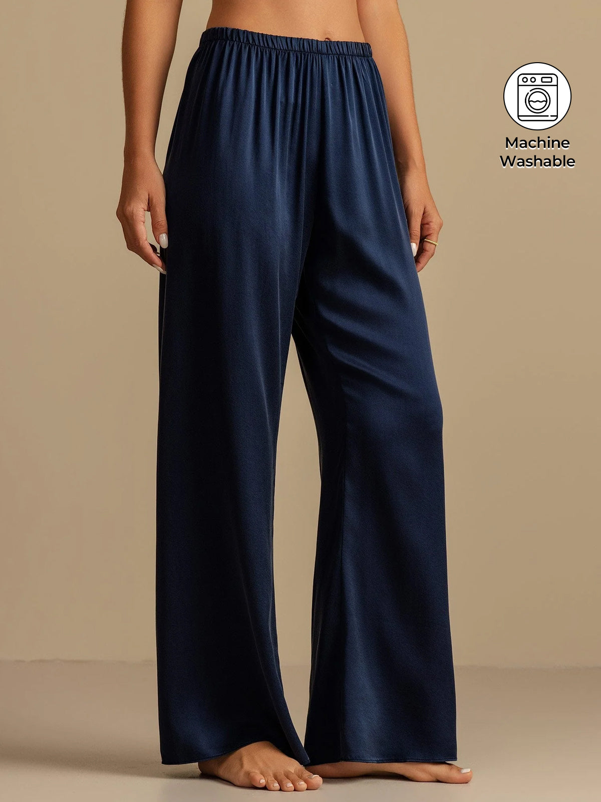 19Momme Washable Silk Wide Leg Women's Sleep Pants with Elastic Waist