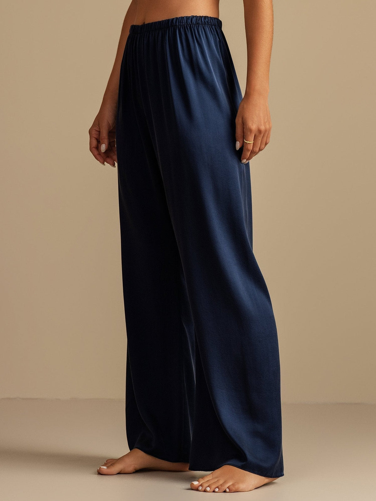 19Momme Washable Silk Wide Leg Women's Sleep Pants with Elastic Waist