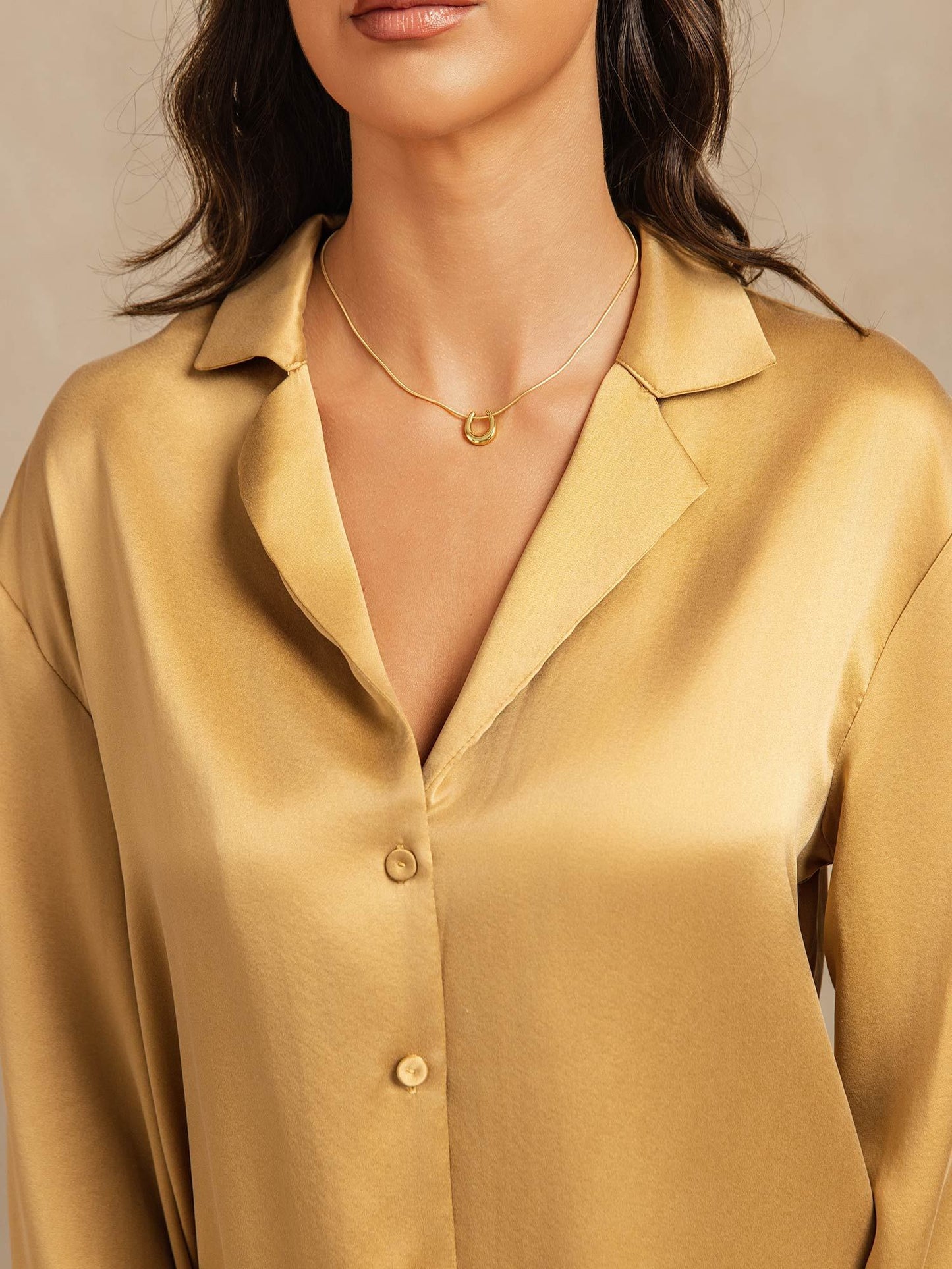 19Momme Washable Silk Long Sleeve Notch Collar Women's Pajamas Set