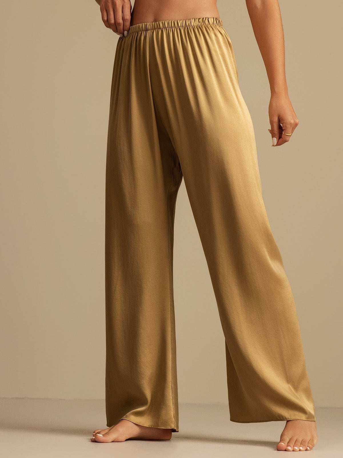 19Momme Washable Silk Wide Leg Women's Sleep Pants with Elastic Waist