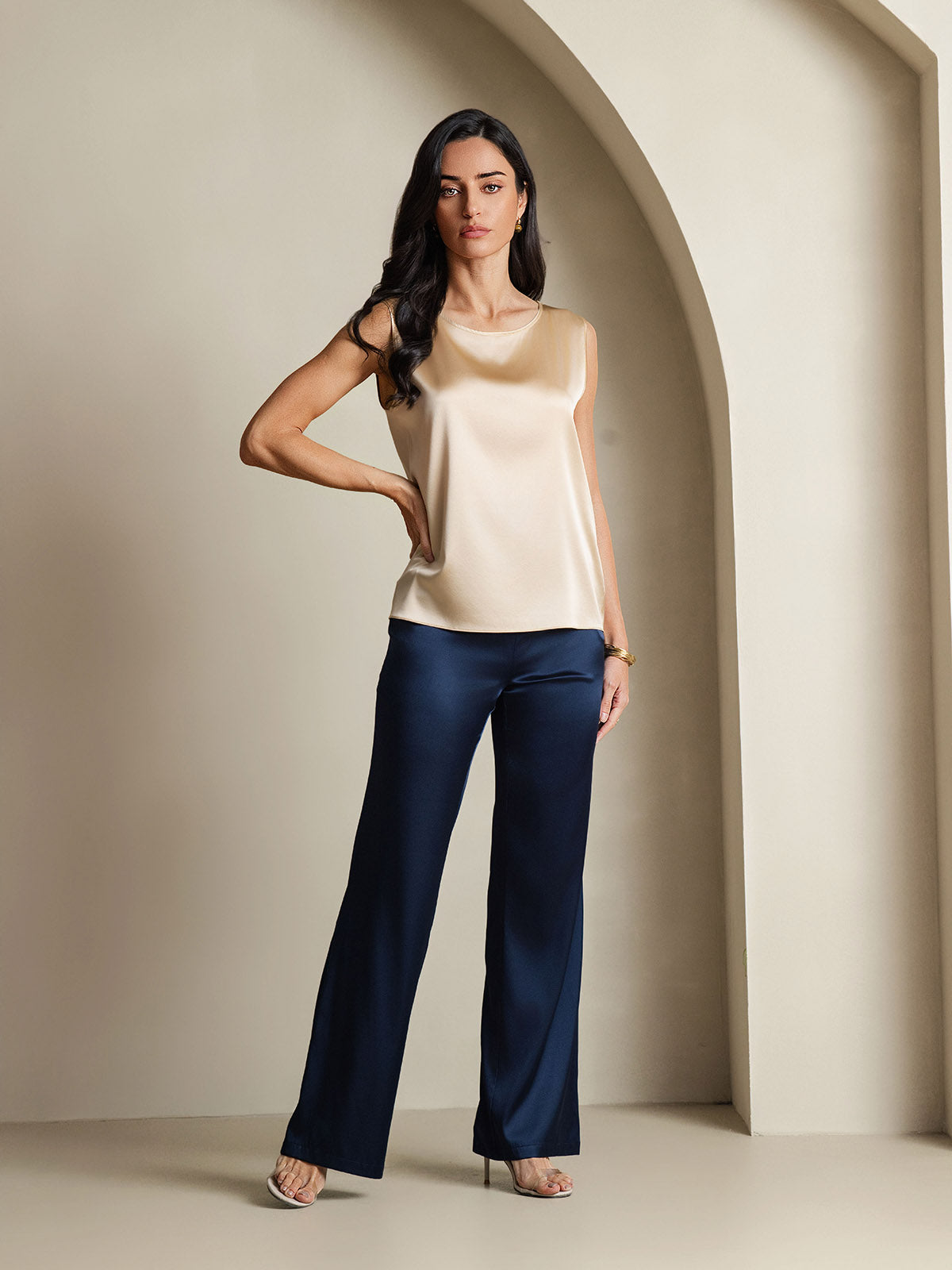 19Momme Silk Sleeveless Round Neck Women's Tank Top