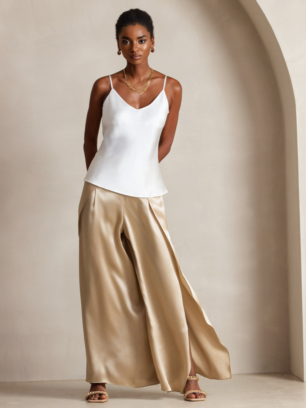 Pure Silk Spaghetti Strap V Neck Camisoles