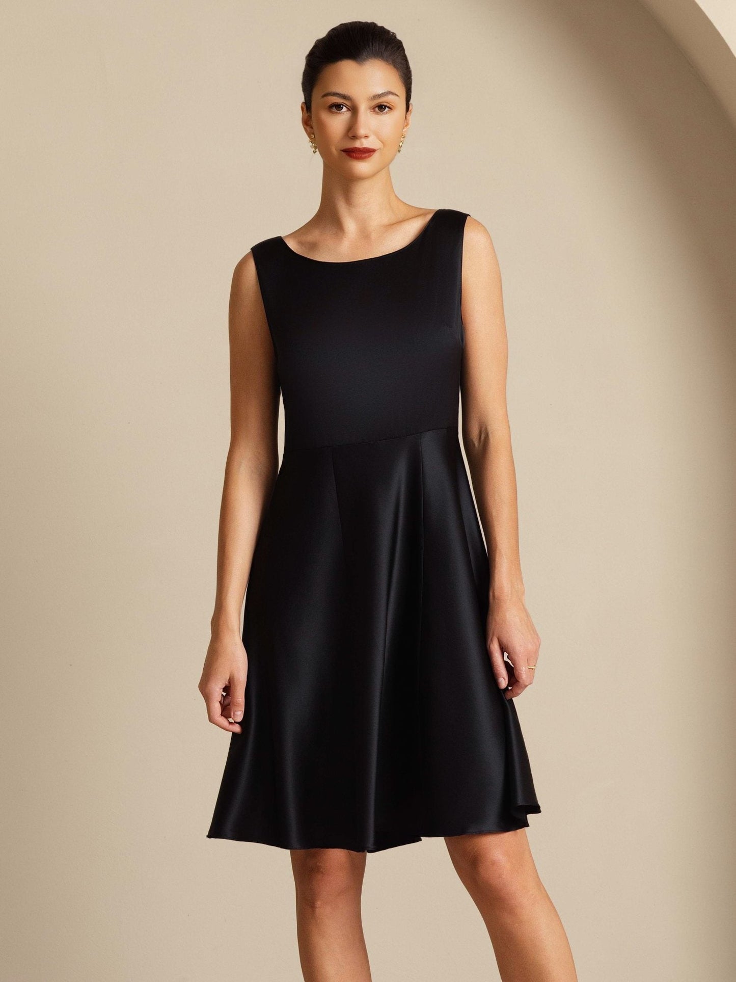 19Momme Silk A-Line Knee-Length Sleeveless Dress