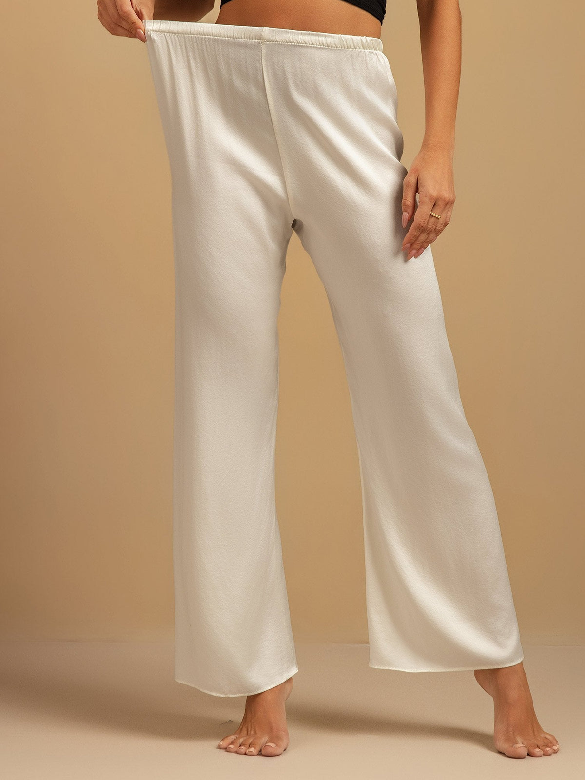19Momme Washable Silk Wide Leg Women's Sleep Pants with Elastic Waist