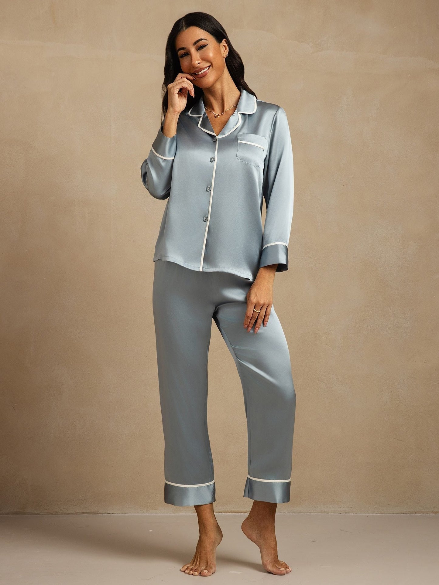 100% Mulberry Silk Classic Pajama Set