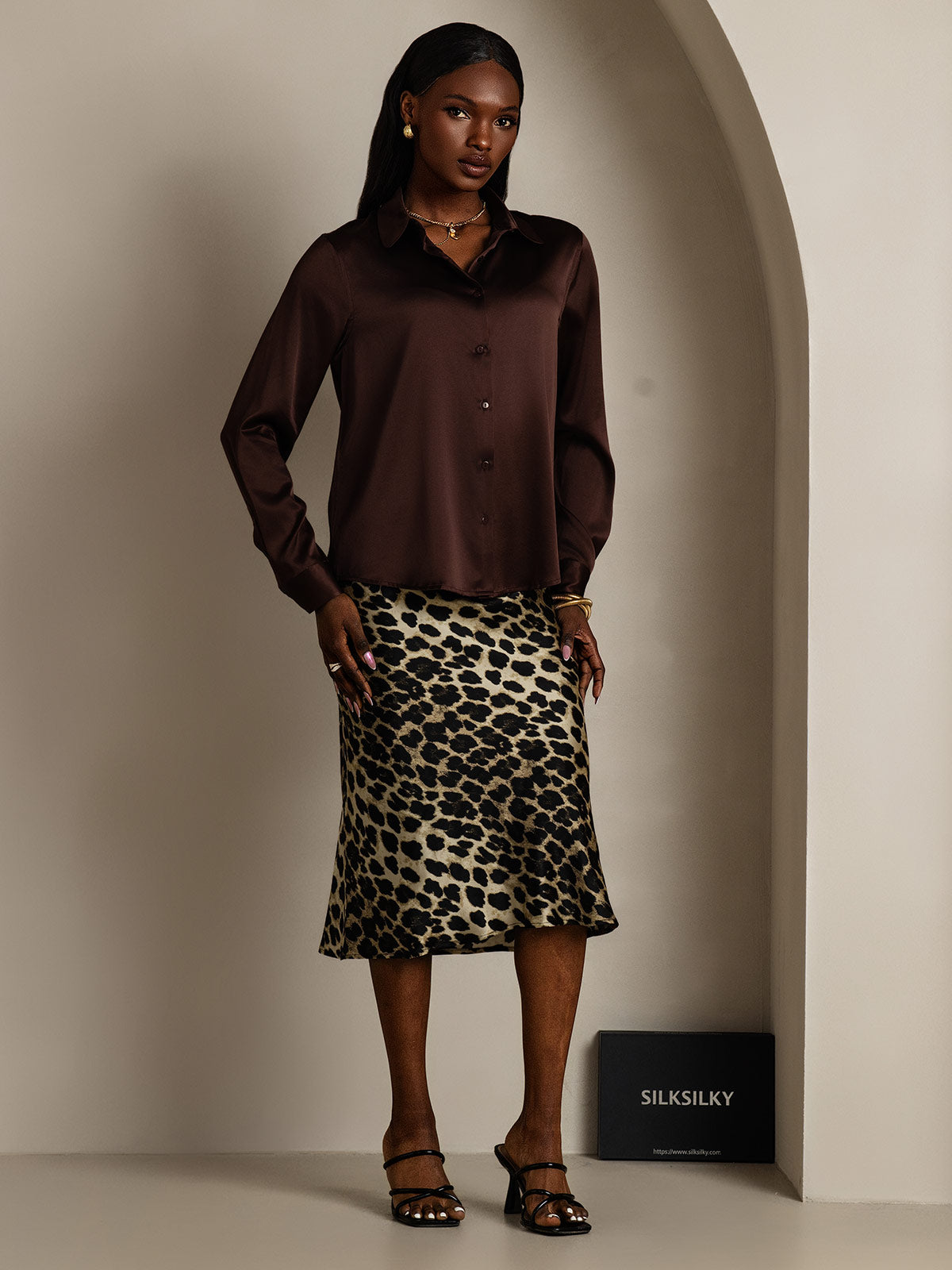 19Momme Silk Long Sleeve Lapel Collar Women's Shirt
