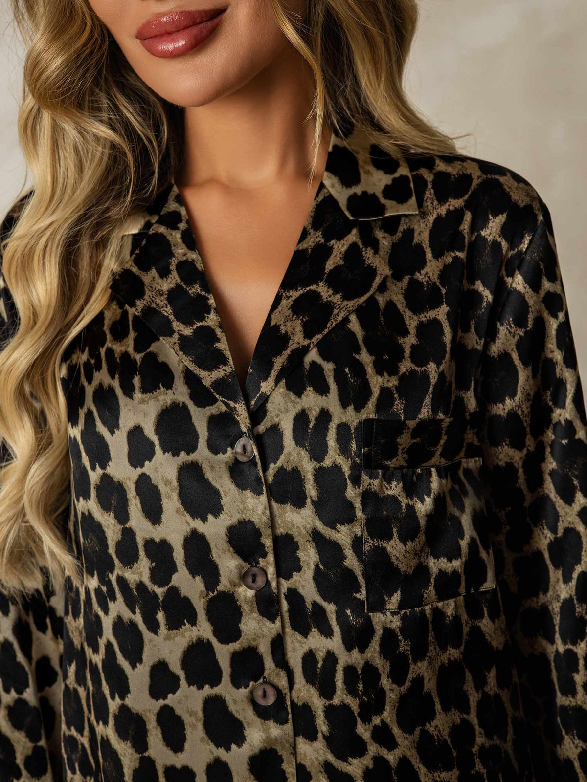 Pure Silk Leopard Print Nightshirt with High-Low Hem