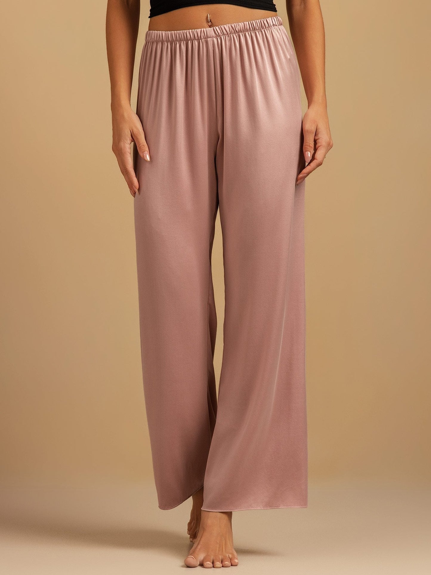19Momme Washable Silk Wide Leg Women's Sleep Pants with Elastic Waist