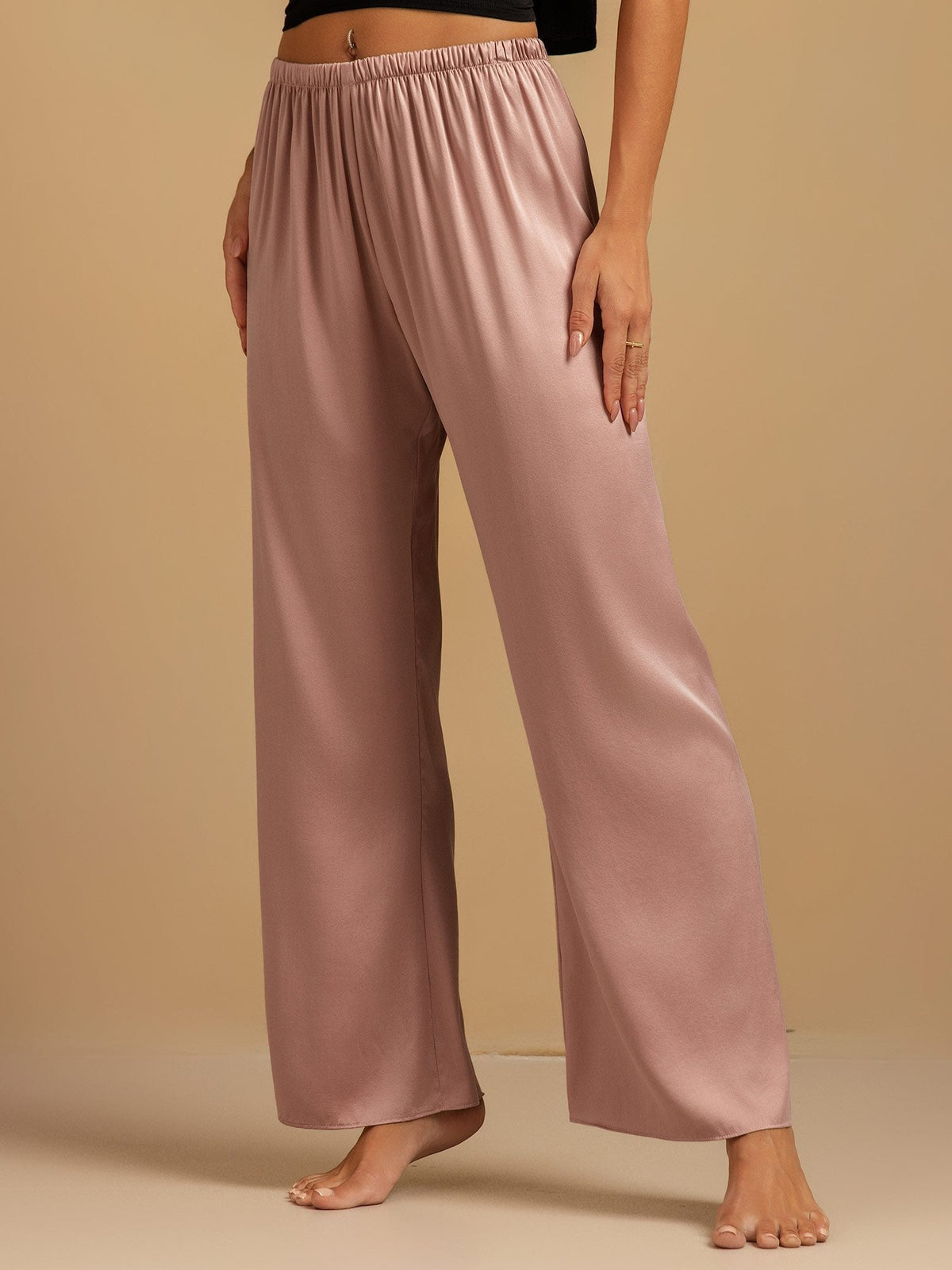 19Momme Washable Silk Wide Leg Women's Sleep Pants with Elastic Waist