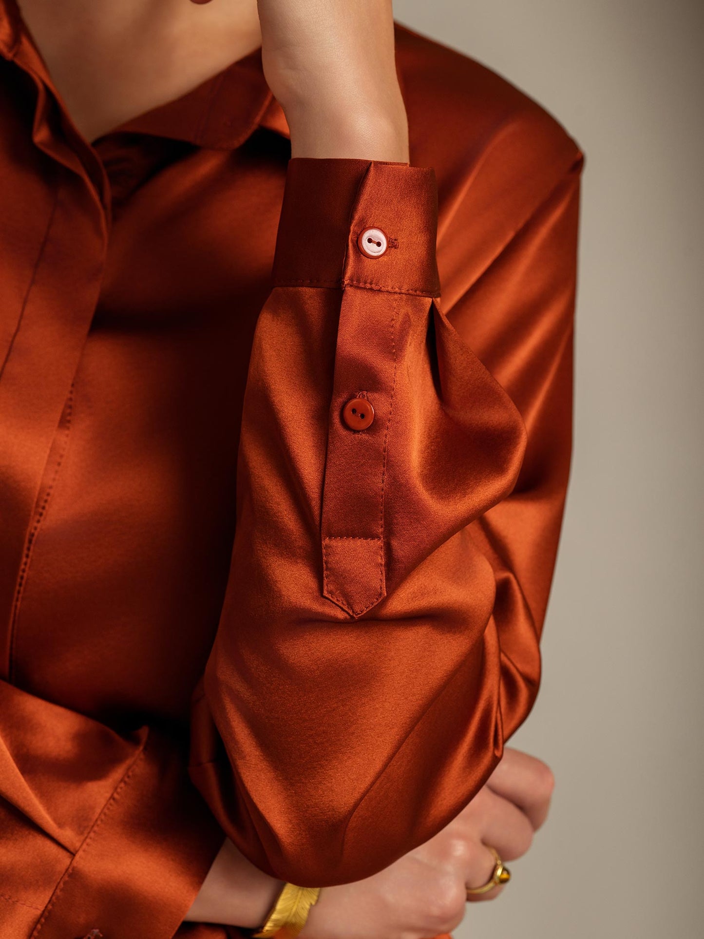 19Momme Silk Long Sleeve Lapel Collar Women's Shirt