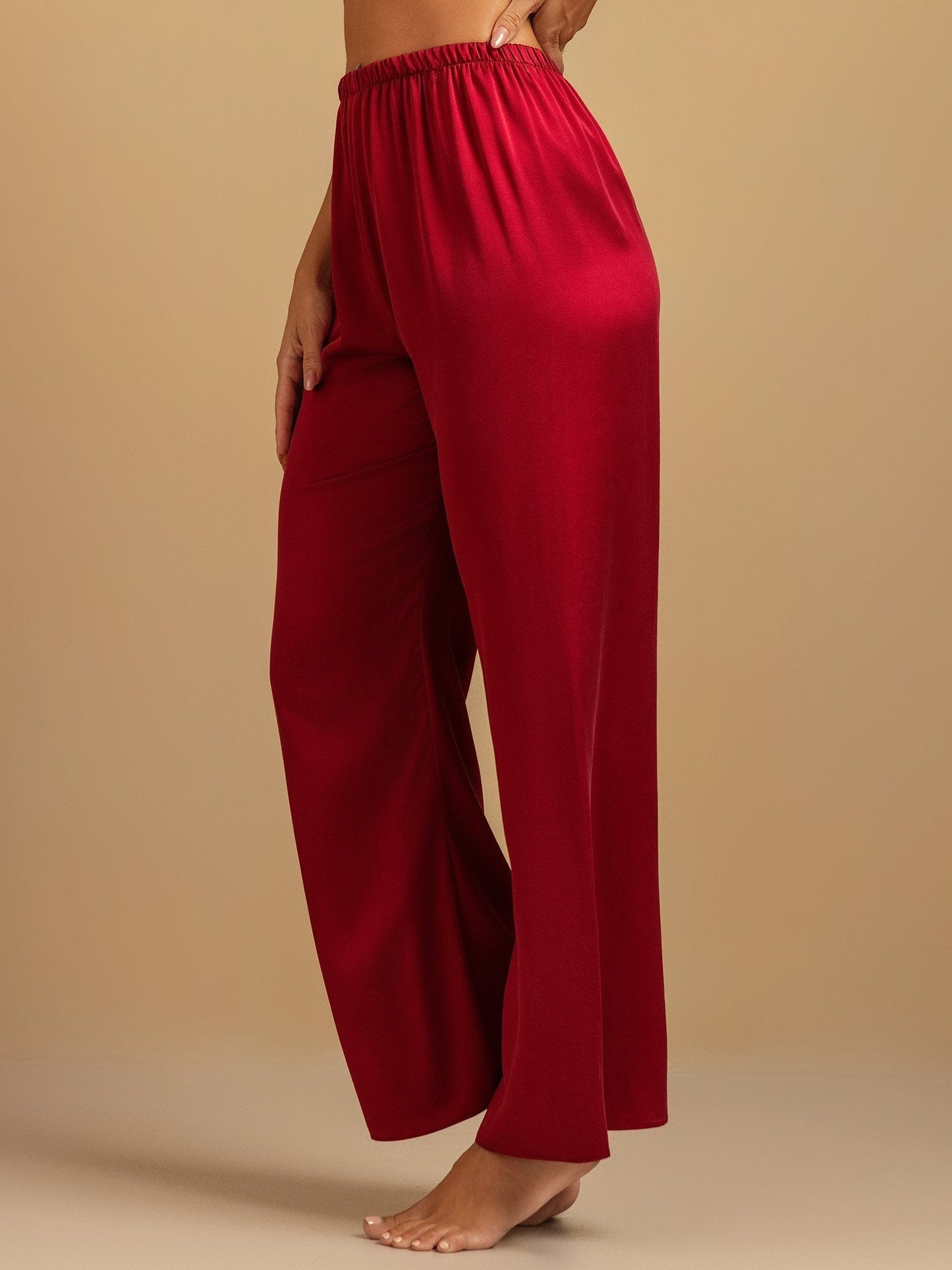 19Momme Washable Silk Wide Leg Women's Sleep Pants with Elastic Waist