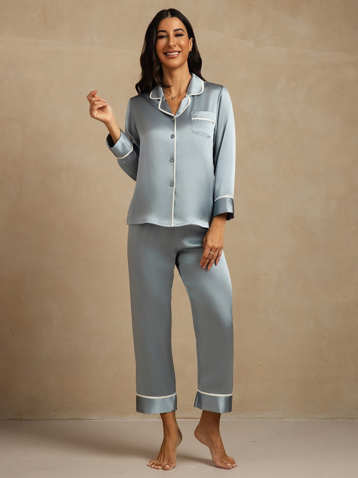 100% Mulberry Silk Classic Pajama Set