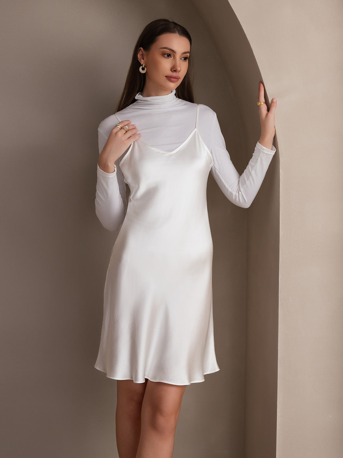 Pure Silk Spaghetti Strap Short Dress