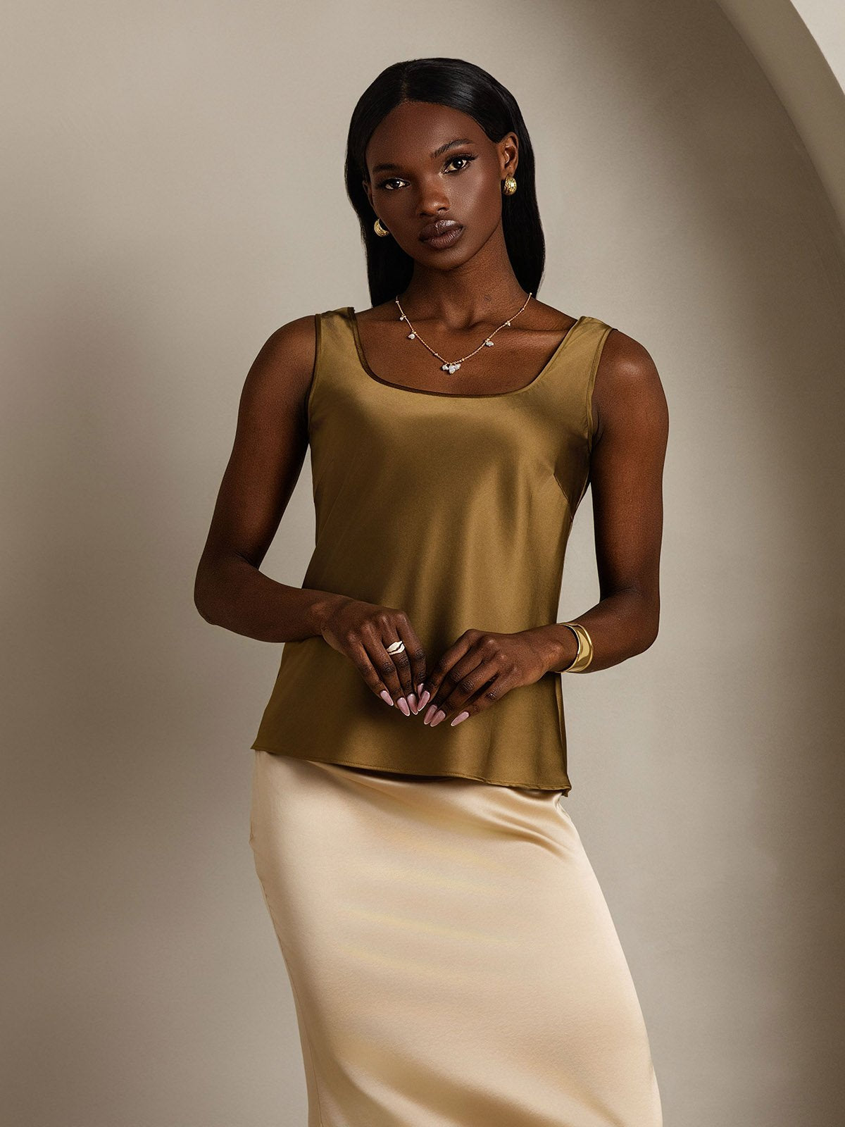 Clearance(Ships to UK Only) - 19Momme Silk Sleeveless U Neck Women's Tank Top