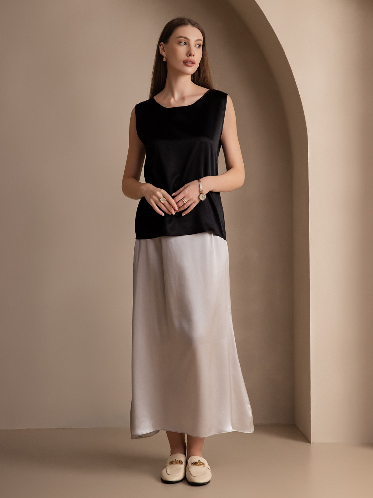 19Momme Silk Sleeveless Round Neck Women's Tank Top