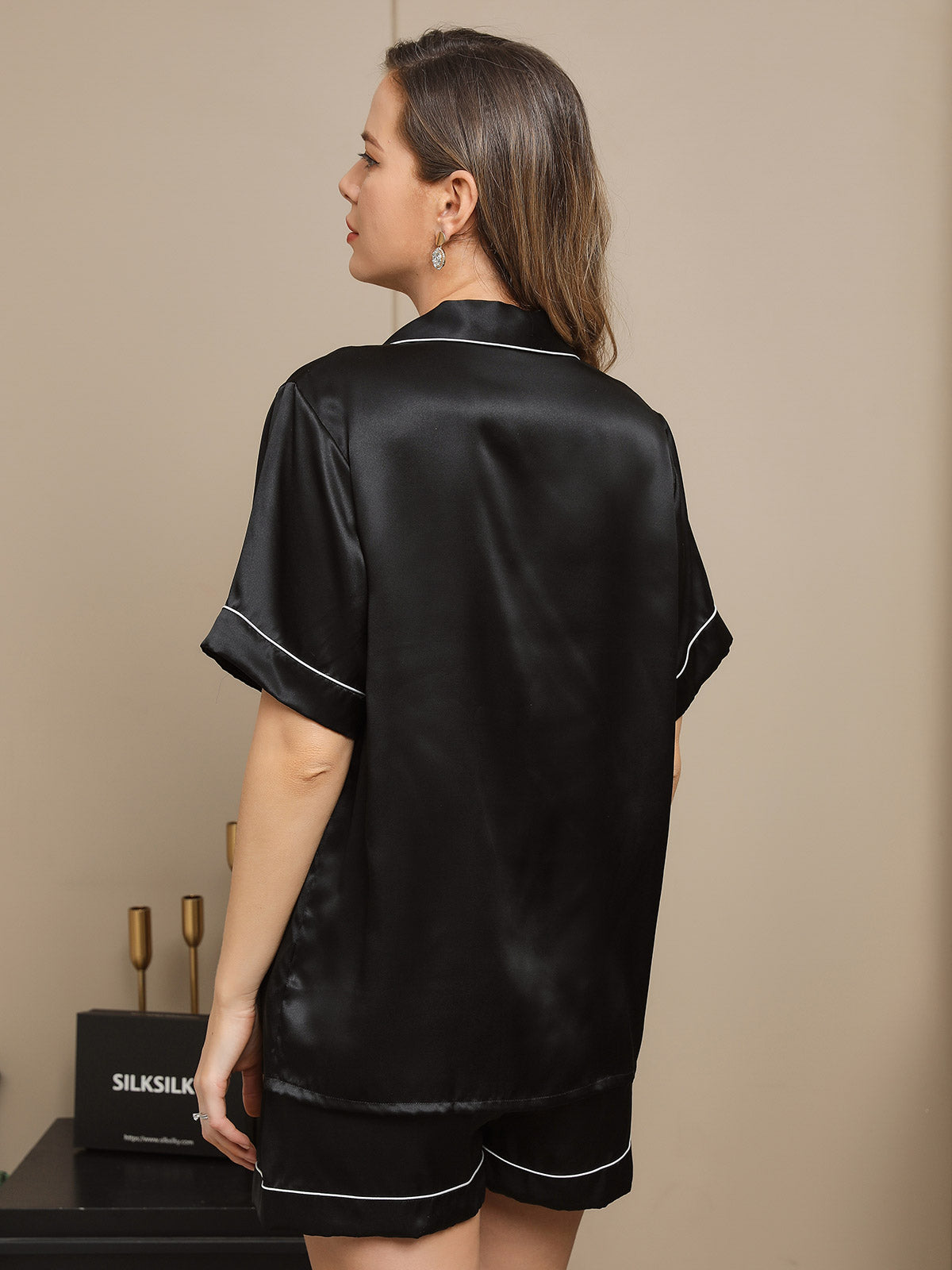 Pure Silk Short Sleeve Button Up Women's Pyjamas Set