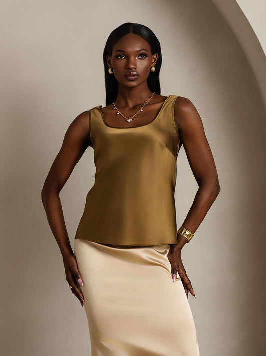 Clearance(Ships to UK Only) - 19Momme Silk Sleeveless U Neck Women's Tank Top