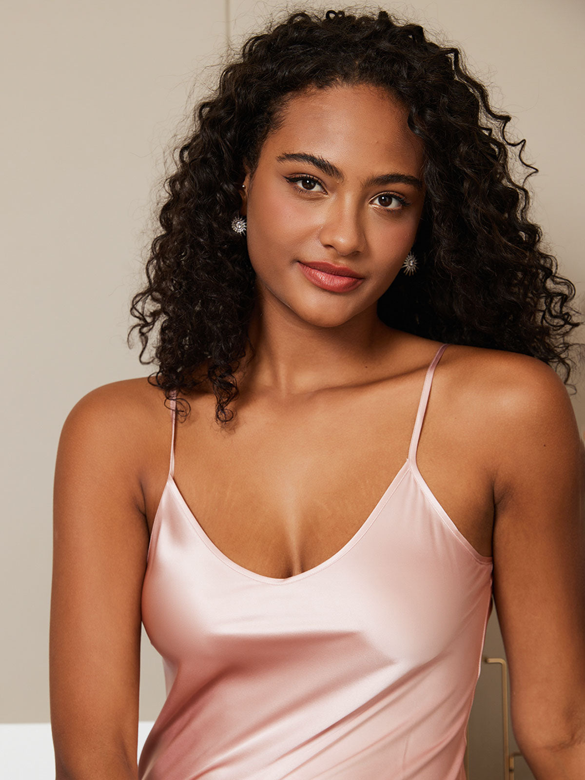 Women's Pure Silk Spaghetti Strap V-neck Midi Nightdress