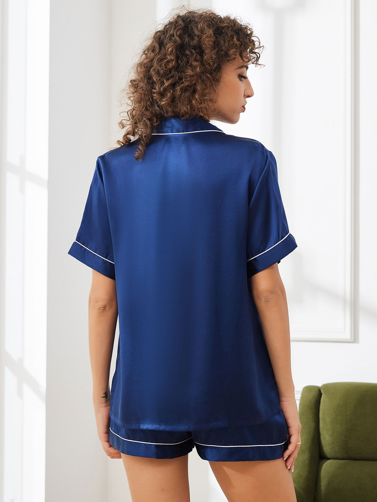 Pure Silk Short Sleeve Button Up Women's Pyjamas Set