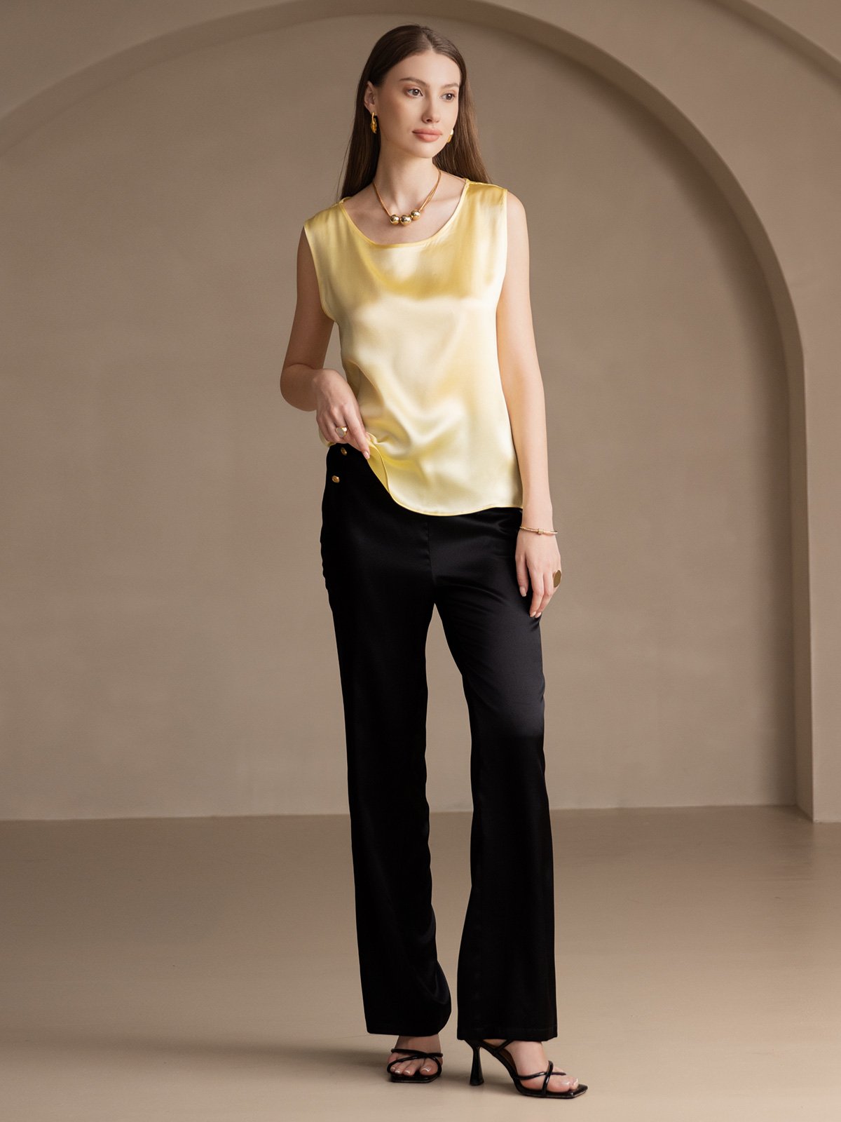 19Momme Silk Sleeveless Round Neck Women's Tank Top