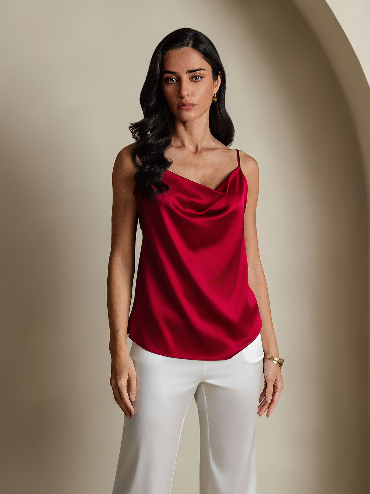 19Momme Silk Spaghetti Strap Cowl Neck Camisoles