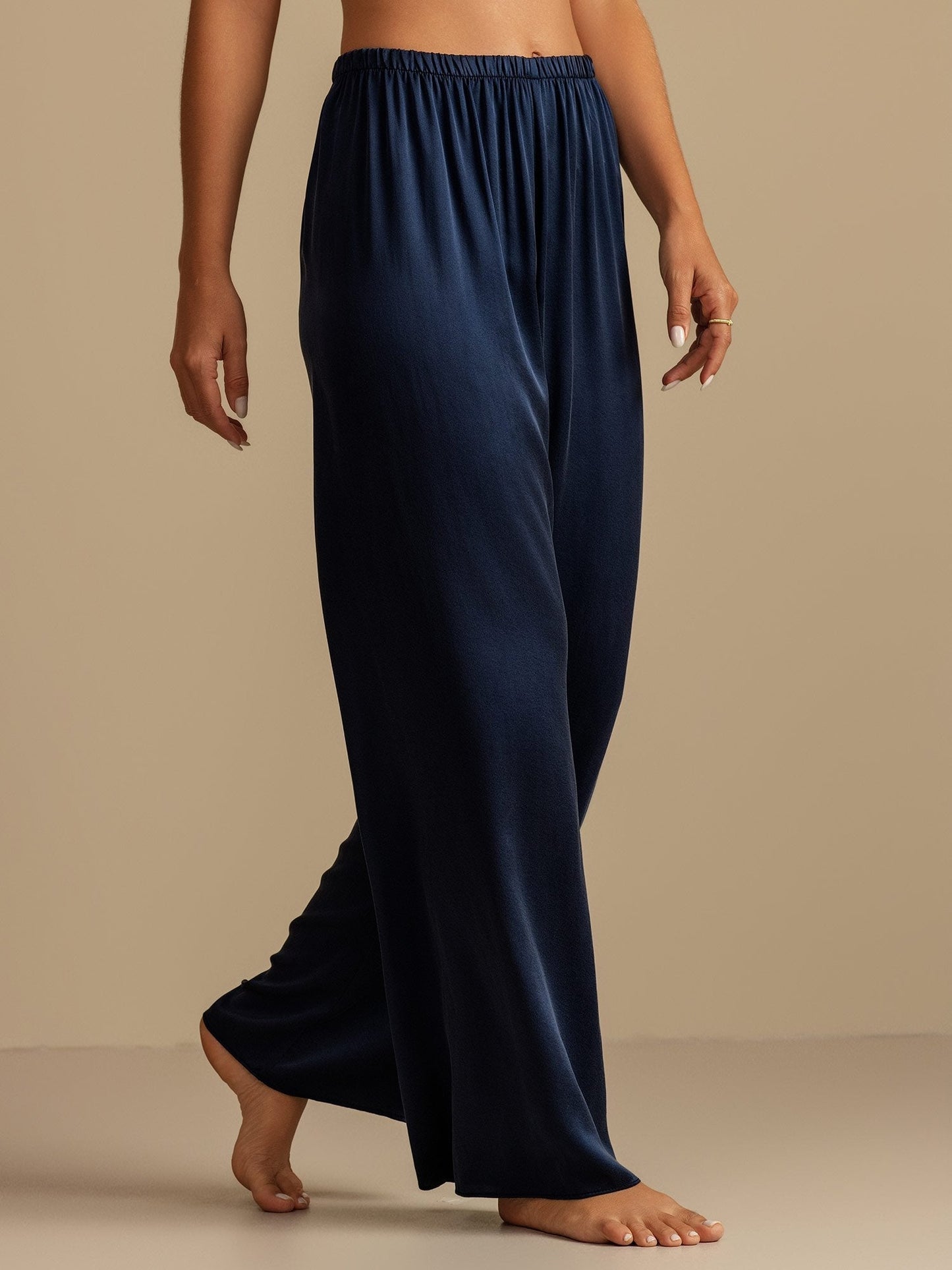 19Momme Washable Silk Wide Leg Women's Sleep Pants with Elastic Waist