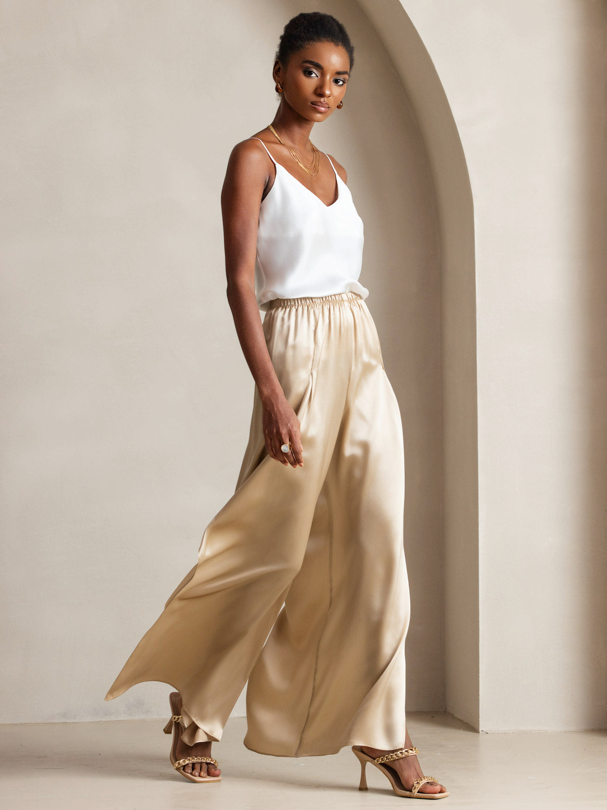 Pure Silk Spaghetti Strap V Neck Camisoles