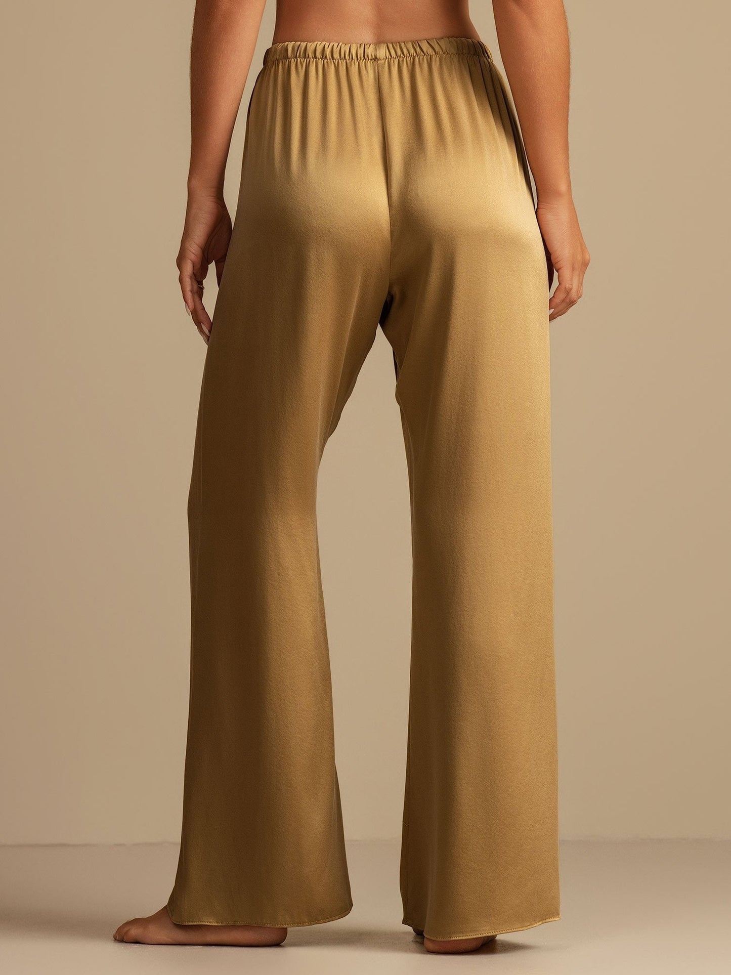 19Momme Washable Silk Wide Leg Women's Sleep Pants with Elastic Waist