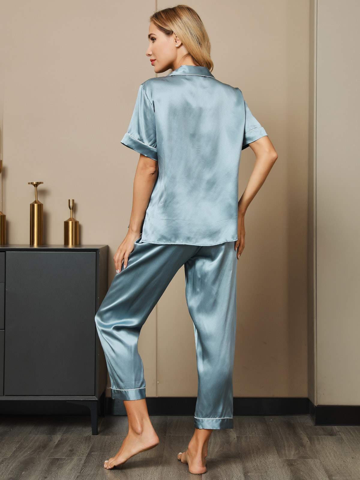 Women's Pure Silk Short Sleeve Pyjamas Set