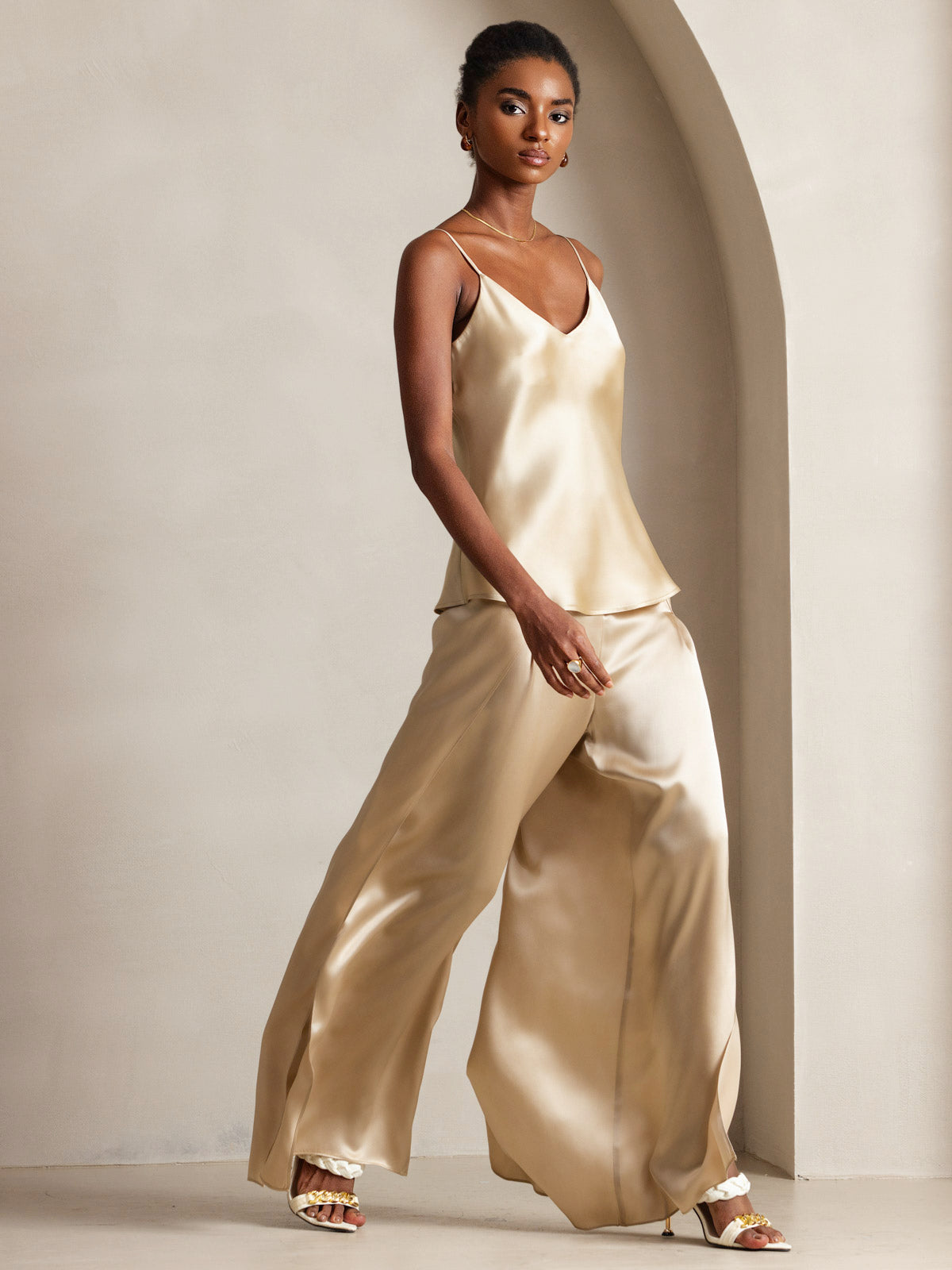Pure Silk Spaghetti Strap V Neck Camisoles