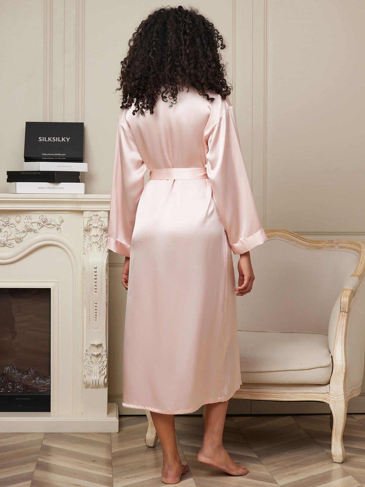 Pure Silk Long Sleeve Midi Women's Dressing Gown