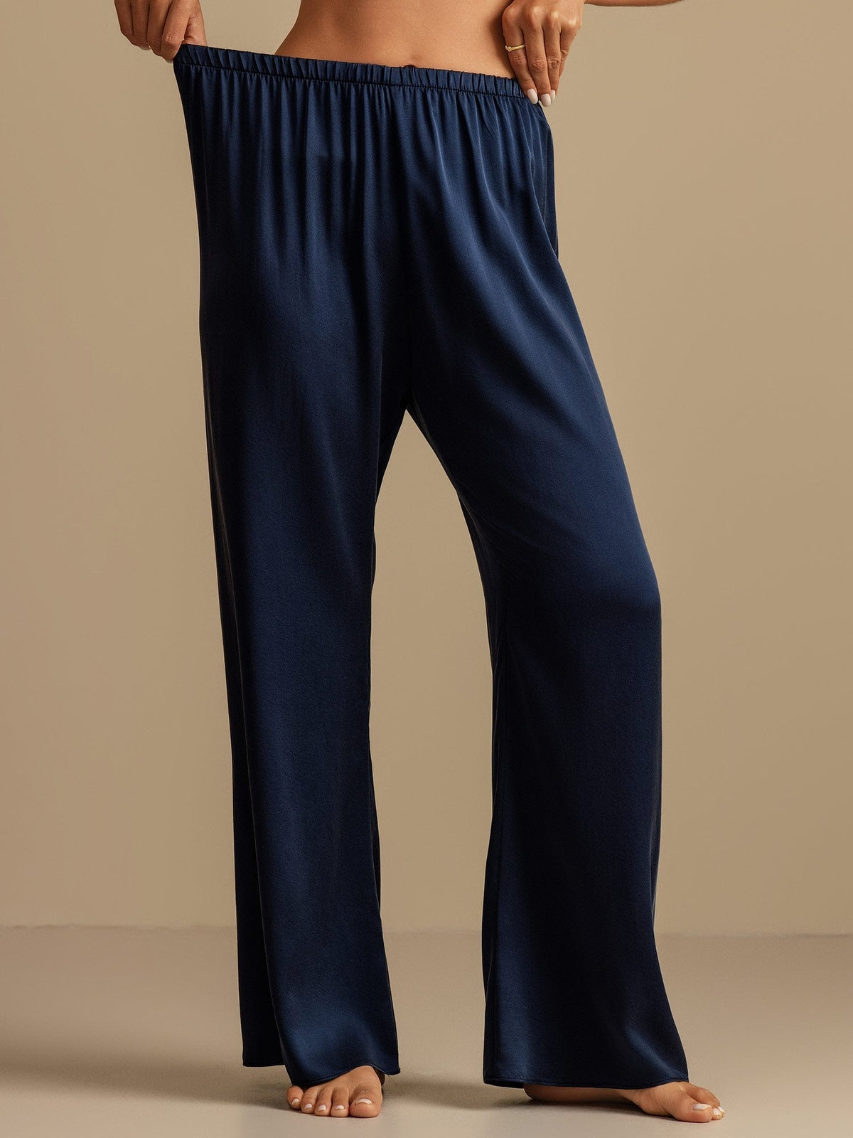 19Momme Washable Silk Wide Leg Women's Sleep Pants with Elastic Waist