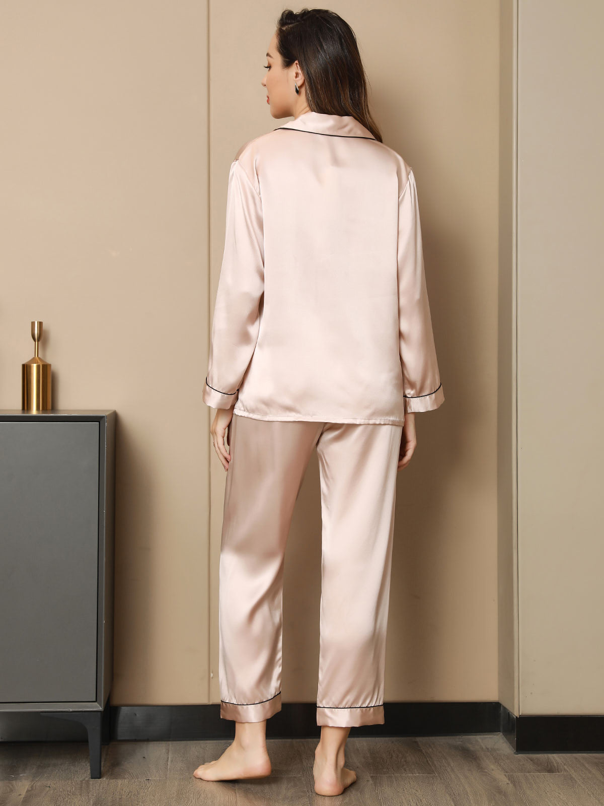 Women's Pure Silk Long Sleeve Notch Collar Pyjamas Set