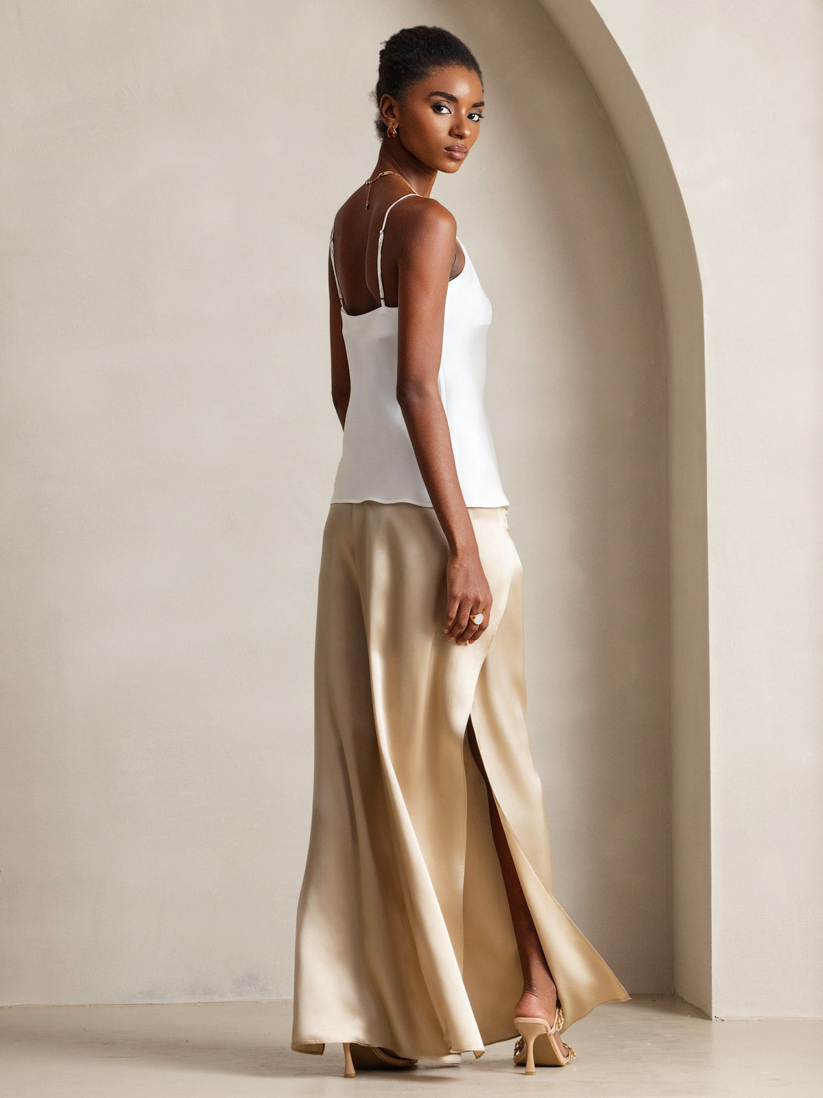 Pure Silk Spaghetti Strap V Neck Camisoles
