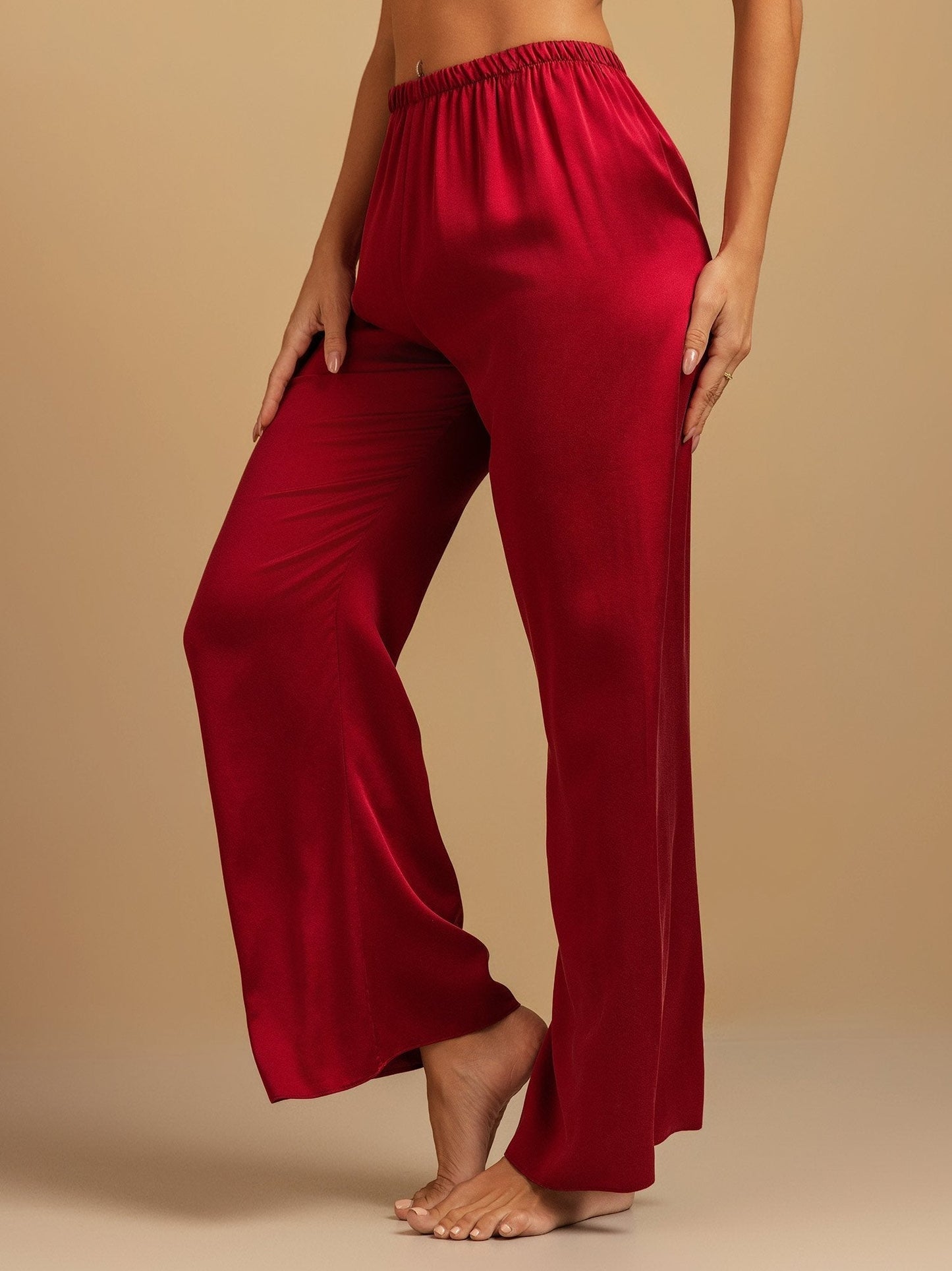 19Momme Washable Silk Wide Leg Women's Sleep Pants with Elastic Waist